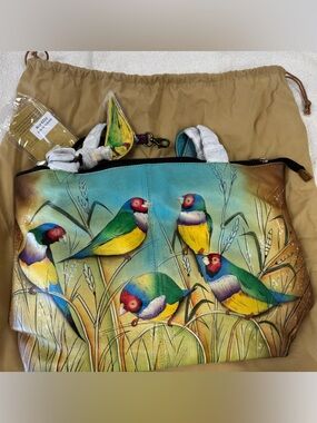 Anuschka Gouldian Finch Tote Bag - Green/Yellow/Blue